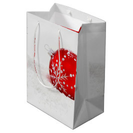 Bolsa De Regalo Mediana Navidades Rojos Pelean Con Snowflake