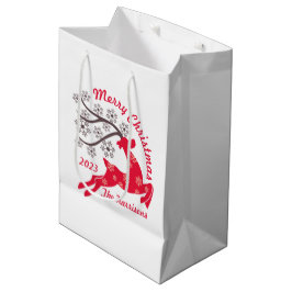 Bolsa De Regalo Mediana Navidades rojos Reindeer Nombre de copo de nieve B