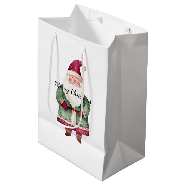 Bolsa De Regalo Mediana Navidades rojos verdes Santa Claus (Angulo Anverso)