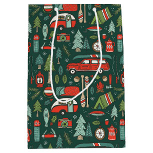 Bolsa De Regalo Mediana Navidades rusos acampando rojo y verde