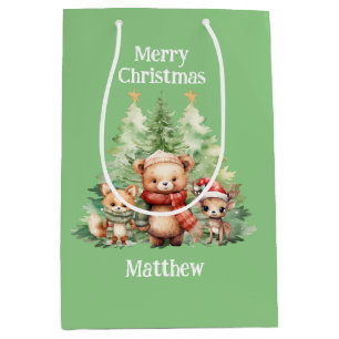 Bolsa De Regalo Mediana Navidades RÚSTICOS PERSONALIZAN ANIMALES DE WOODLA