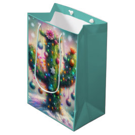 Bolsa De Regalo Mediana Navidades Saguaro Cactus Whimsical Snowflakes