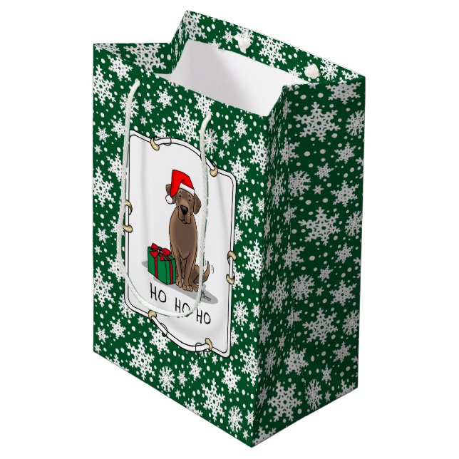 Bolsa De Regalo Mediana Navidades Santa Chocolate Labrador Recupera curios (Angulo Anverso)