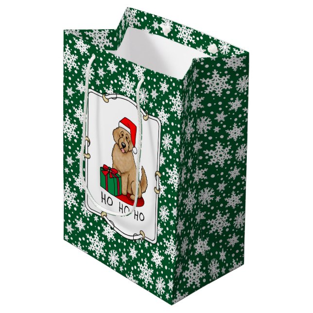 Bolsa De Regalo Mediana Navidades Santa Goldendoodle (rojo dorado) Cute de (Angulo Anverso)