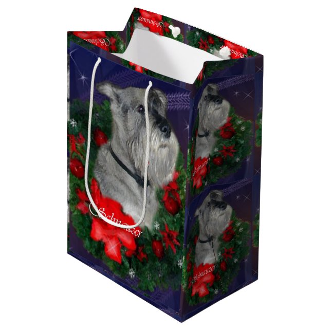 Bolsa De Regalo Mediana Navidades Schnauzer estándar (Angulo Anverso)