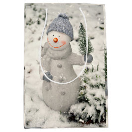 Bolsa De Regalo Mediana Navidades se divierten con Snowman sonriente