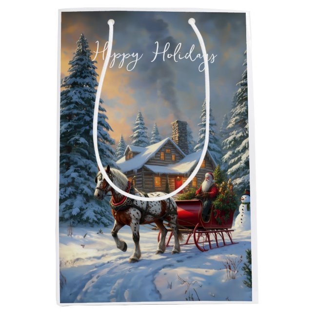 Bolsa De Regalo Mediana Navidades Sleigh Santa (Anverso)