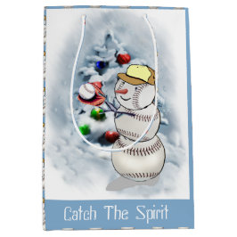 Bolsa De Regalo Mediana Navidades Snowman de Béisbol