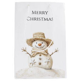 Bolsa De Regalo Mediana Navidades Snowman de la Costa de la Playa