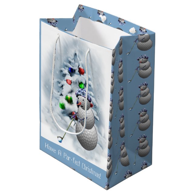 Bolsa De Regalo Mediana Navidades Snowman del Golf Ball (Angulo Anverso)