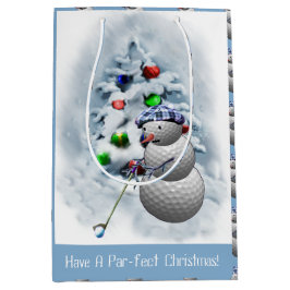 Bolsa De Regalo Mediana Navidades Snowman del Golf Ball