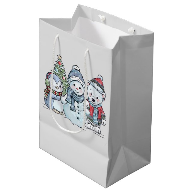 Bolsa De Regalo Mediana Navidades Snowman y amigos (Angulo Anverso)