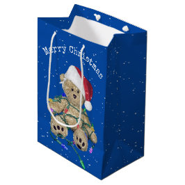 Bolsa De Regalo Mediana Navidades Teddy Oso En Luces Tangueadas