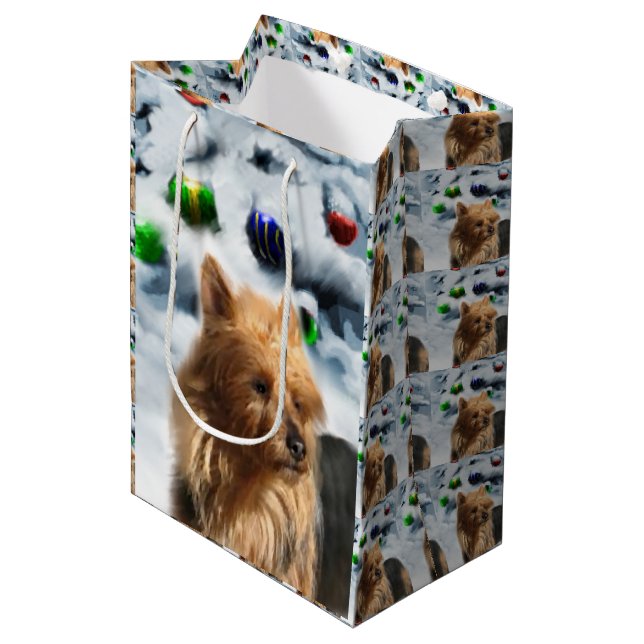 Bolsa De Regalo Mediana Navidades Terrier de Australia (Angulo Anverso)