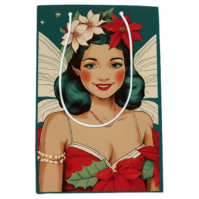 Bolsa De Regalo Mediana Navidades tropicales retro 50 Starlet de Pin-Up (Anverso)