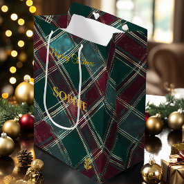 Bolsa De Regalo Mediana Navidades verde azulados y borgoñosos Personalizad