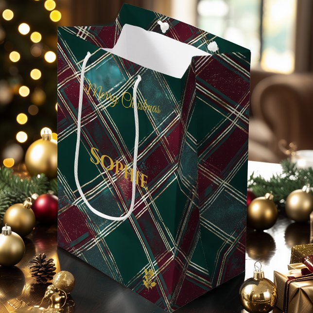 Bolsa De Regalo Mediana Navidades verde azulados y borgoñosos Personalizad (Subido por el creador)