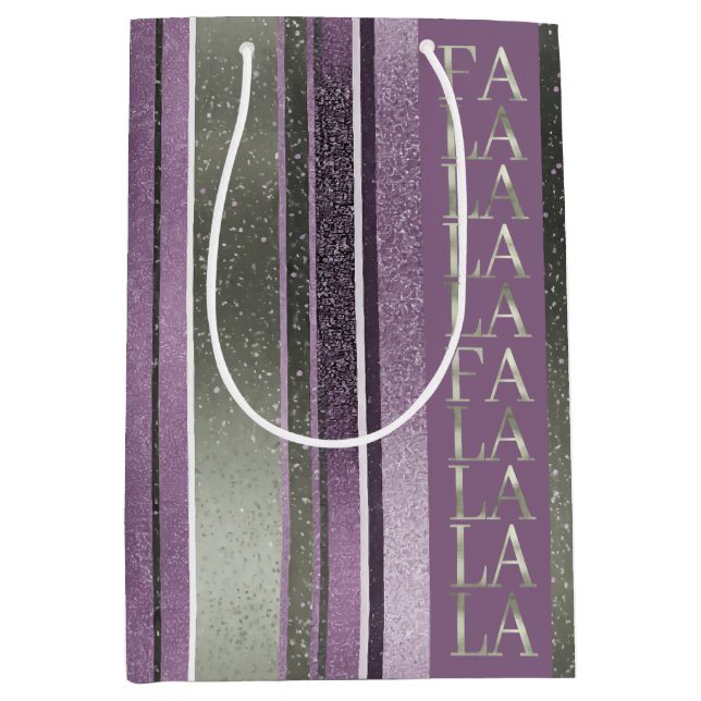 Bolsa De Regalo Mediana Navidades verdes púrpura Fa La La Pattern#27 ID100 (Anverso)