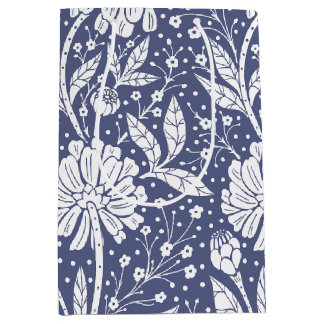 Bolsa De Regalo Mediana Navy Blue Floral William Morris Style