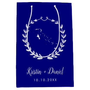 Bolsa De Regalo Mediana Navy Blue The Bahamas Mapa Boda bienvenida Swag