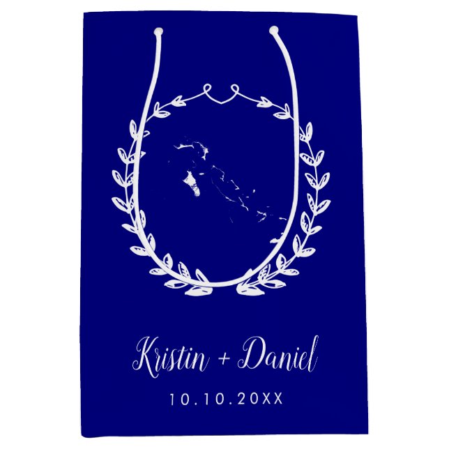 Bolsa De Regalo Mediana Navy Blue The Bahamas Mapa Boda bienvenida Swag (Anverso)