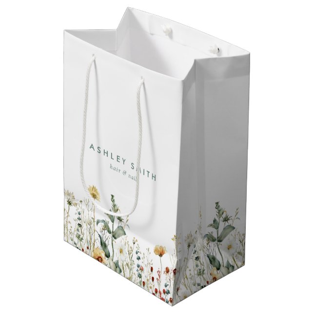 Bolsa De Regalo Mediana Negocio de campo de flores silvestres de verano (Angulo Anverso)