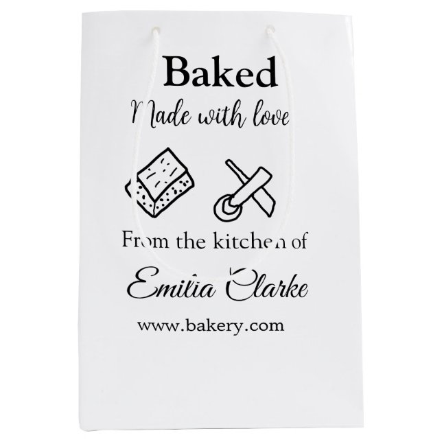 Bolsa De Regalo Mediana Negocio de panadería horneado con amor agregar nom (Anverso)