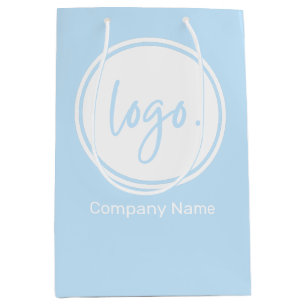 BOLSA DE REGALO MEDIANA NEGOCIO MARCA CON NOMBRE DE EMPRESA Y LOGO EN AZUL