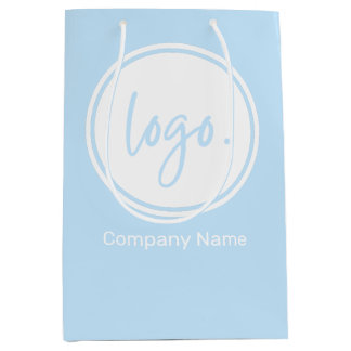 BOLSA DE REGALO MEDIANA NEGOCIO MARCA CON NOMBRE DE EMPRESA Y LOGO EN AZUL
