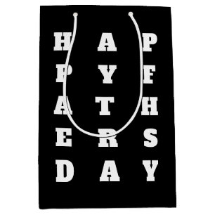 Bolsa De Regalo Mediana Negrita Tipografía Blanca Feliz Día de los Padres