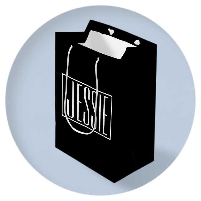 Bolsa De Regalo Mediana Negrita y moderna tu nombre o palabra | Blanco sob (Subido por el creador)