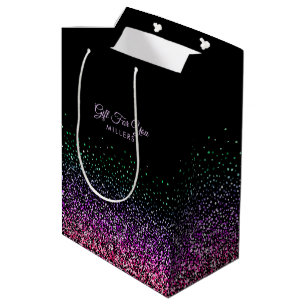 Bolsa De Regalo Mediana Negro con un colorido acento Purpurina