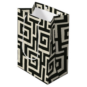 Bolsa De Regalo Mediana Negro de clave griega