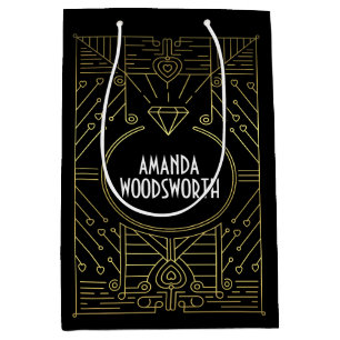 Bolsa De Regalo Mediana Negro del vintage del art déco y bolso del regalo