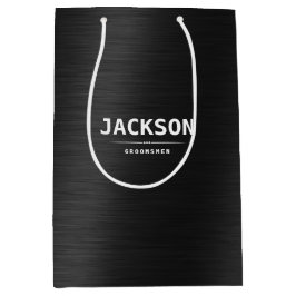 Bolsa De Regalo Mediana Negro Metalizado Moderno Sencillo Groomsmen Person