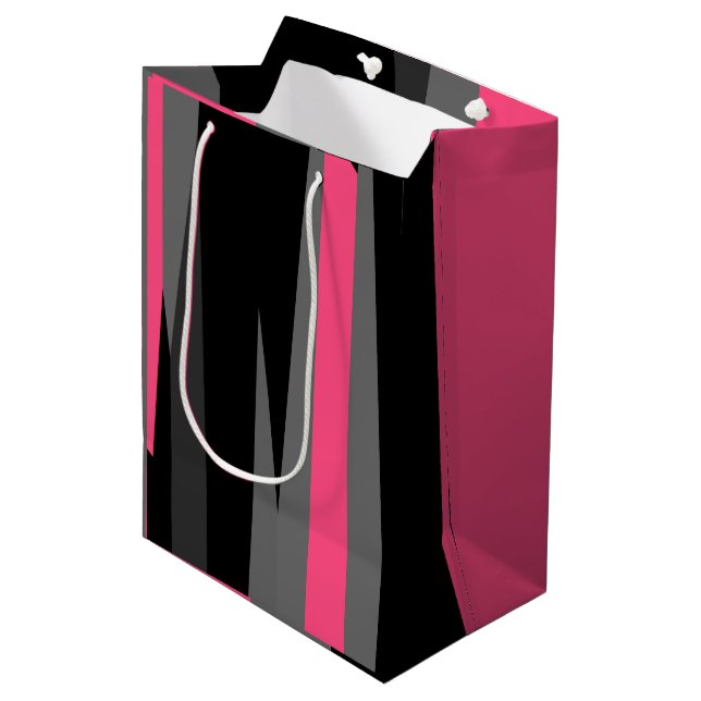 Bolsa De Regalo Mediana Negro rosa y gris (Angulo Anverso)