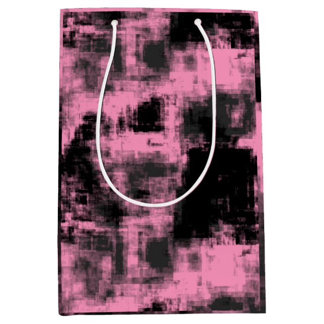 Bolsa De Regalo Mediana Negro rosa y gris (Anverso)