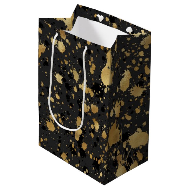 Bolsa De Regalo Mediana Negro y Dorado (Angulo Anverso)