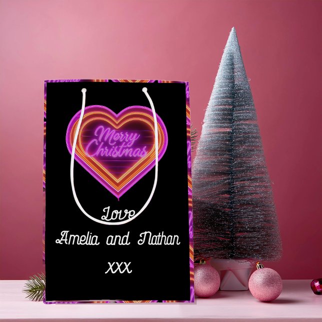 Bolsa De Regalo Mediana Neon Merry Christmas Personalizado (Subido por el creador)
