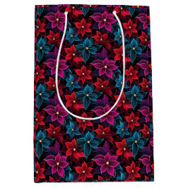Bolsa De Regalo Mediana Neon Navidades Poinsettias