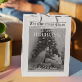 Bolsa De Regalo Mediana Newspaper What A Year Black White Photo Christmas
