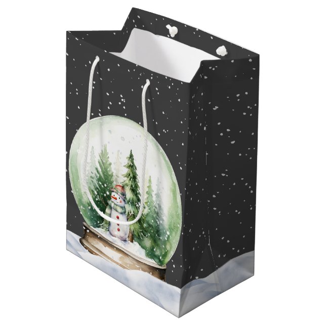Bolsa De Regalo Mediana Nieve acuarela en Globe de nieve (Angulo Anverso)