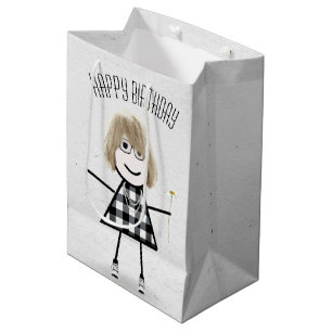 Bolsa De Regalo Mediana Niña con palo de cumpleaños con margarita