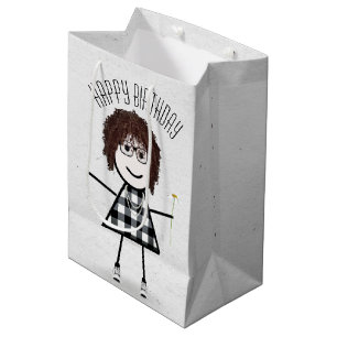 Bolsa De Regalo Mediana Niña con palo de cumpleaños con margarita
