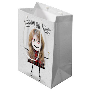 Bolsa De Regalo Mediana Niña con palo de cumpleaños con margarita