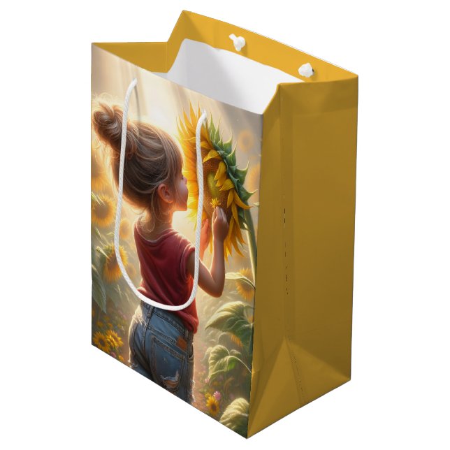 Bolsa De Regalo Mediana Niña Nacida Con Girasol (Angulo Anverso)