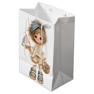 BOLSA DE REGALO MEDIANA NIÑA PEQUEÑA ADORABLE CON UN TEMA DE VERANO