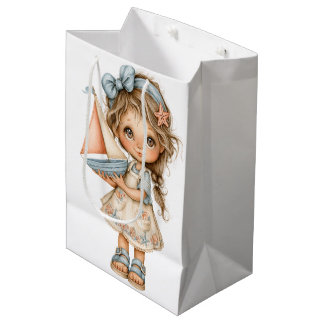 BOLSA DE REGALO MEDIANA NIÑA PEQUEÑA ADORABLE CON UN TEMA DE VERANO