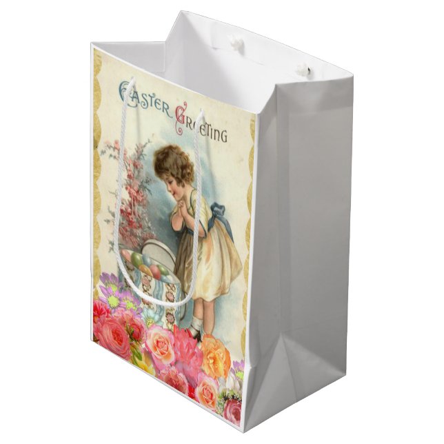 Bolsa De Regalo Mediana Niña virgen feliz huevos de Pascua (Angulo Anverso)