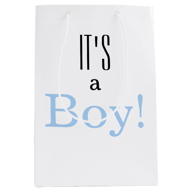 Bolsa De Regalo Mediana ¡Niño azul es un niño! Fiesta de Baby Shower (Anverso)